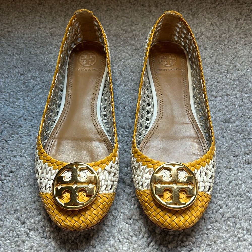 Tory Burch Chelsea Woven Leather Ballet Flats - Size 7